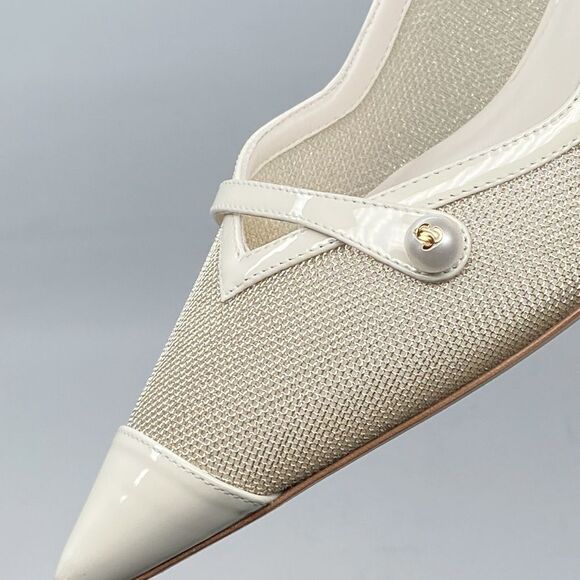 Jimmy Choo Amita Metallic Mesh & Patent Leather Slingback Pumps size 38.5 - Picture 10 of 15